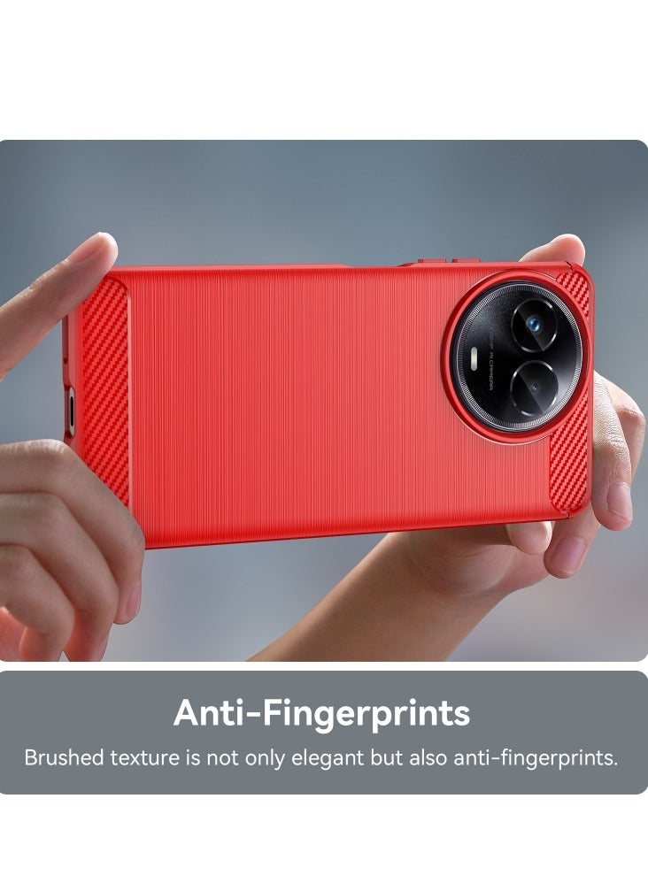 إيروريكس جراب هاتف من ألياف الكربون TPU بتصميم مصقول لهاتف Realme C67 5G (أحمر) - Image 5