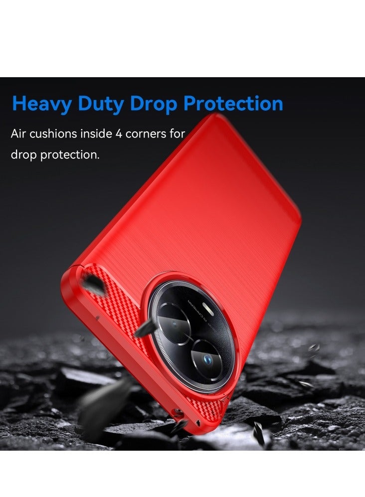 إيروريكس جراب هاتف من ألياف الكربون TPU بتصميم مصقول لهاتف Realme C67 5G (أحمر) - Image 3