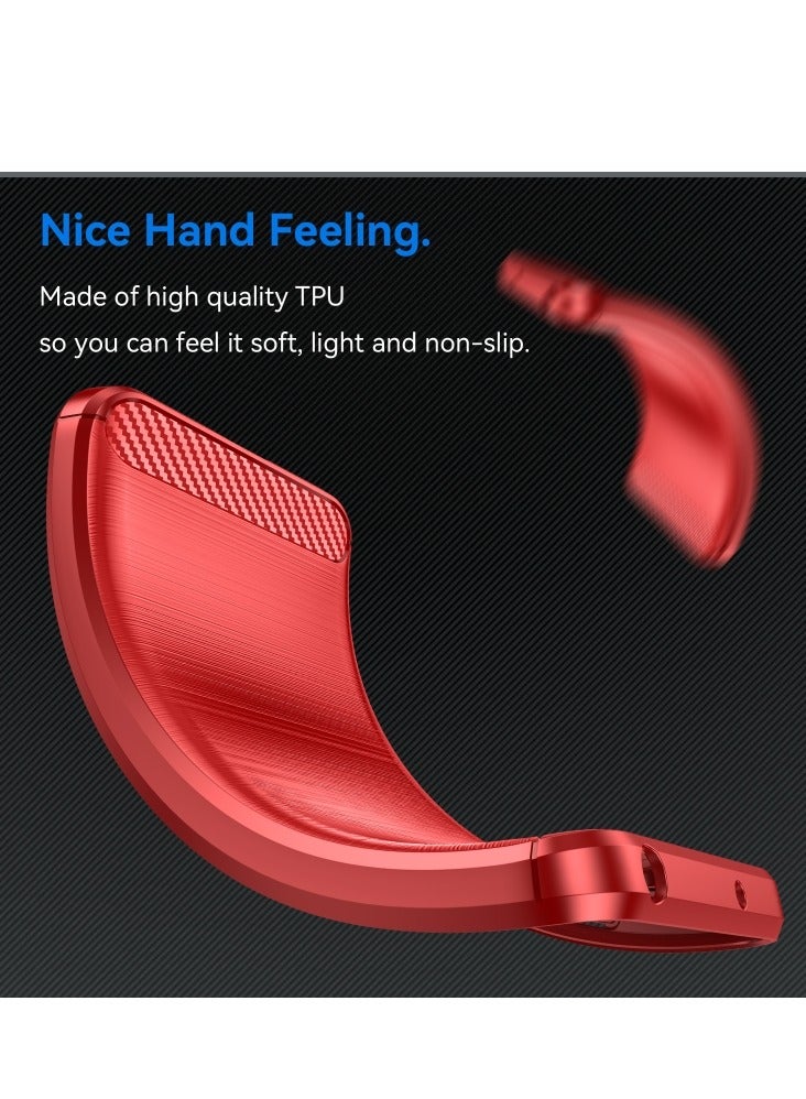 إيروريكس جراب هاتف من ألياف الكربون TPU بتصميم مصقول لهاتف Realme C67 5G (أحمر) - Image 4