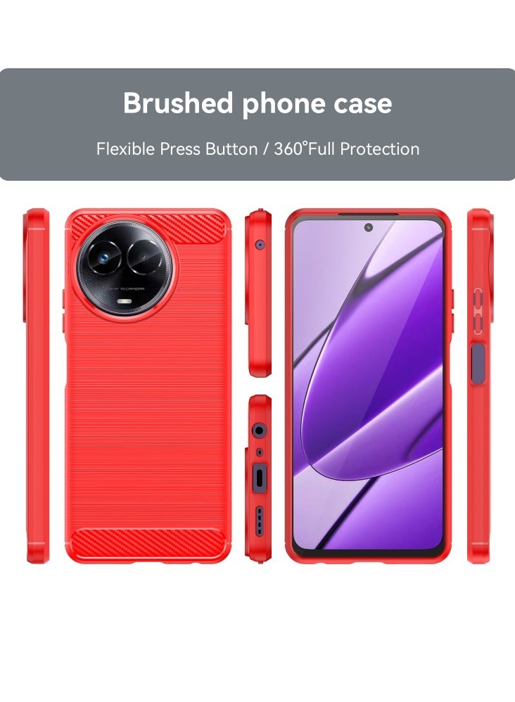 إيروريكس جراب هاتف من ألياف الكربون TPU بتصميم مصقول لهاتف Realme C67 5G (أحمر) - Image 2