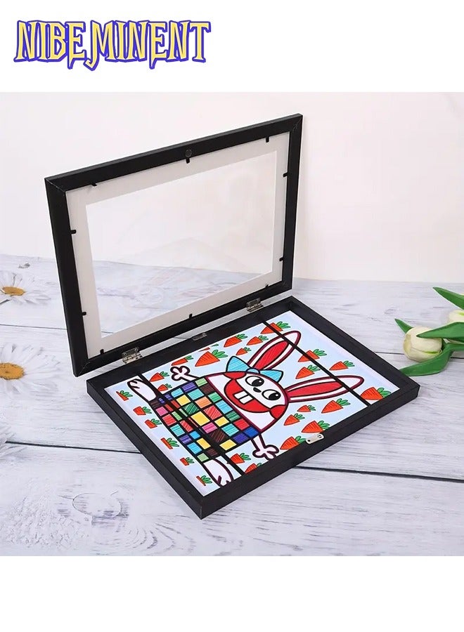 NIBEMINENT 1pc Magnetic A4 Art Display Frame - Front Opening, Foldable Design for Youngsters' Drawings & Photos - Versatile Wall Decor with Cartoon Theme for Home & Office, Cartoon Wall Art（Black） - Image 3