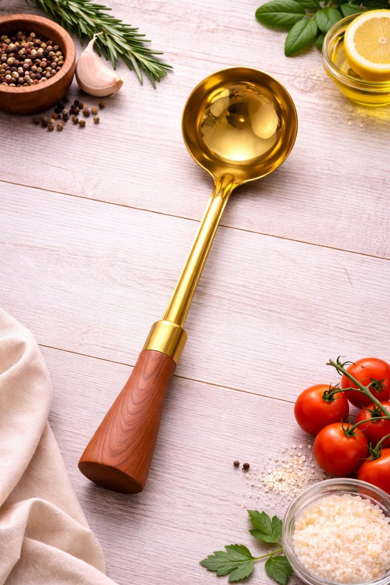 Stainless Steel Kitchen Utensil, Heat Resistant, Ergonomic Handle, for Frying, Serving and Cooking, Dishwasher Safe (Soup Ladle) - Image 1