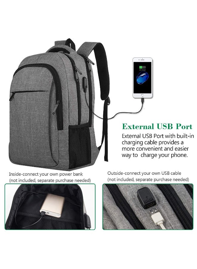 حقيبة ظهر سفر للحواسيب المحمولة، حقيبة عمل أنيقة مضادة للسرقة وقوية مع منفذ شحن USB، حقيبة كمبيوتر مقاومة للماء للمدرسة والجامعة، هدية مثالية للرجال والنساء تناسب الكمبيوتر المحمول بحجم 15.6 بوصة - Image 2