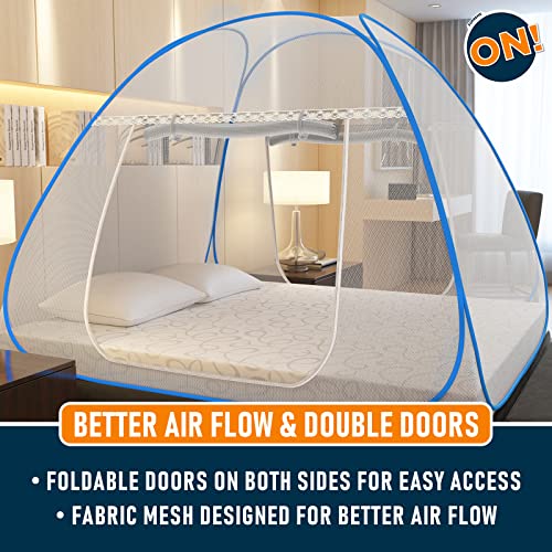 KOLAR Supreme On Queen Bed Mosquito Net with Pocket for Mobile, Spectacles; 6.5 Feet X 6 Feet Premium Machardani, Strong and Durable, 30 GSM, Tent Type, Foldable, Corrosion Resistant - Image 4