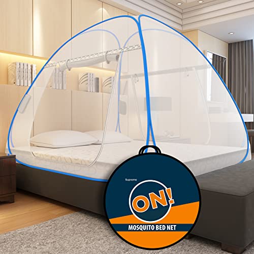 KOLAR Supreme On Queen Bed Mosquito Net with Pocket for Mobile, Spectacles; 6.5 Feet X 6 Feet Premium Machardani, Strong and Durable, 30 GSM, Tent Type, Foldable, Corrosion Resistant - Image 2