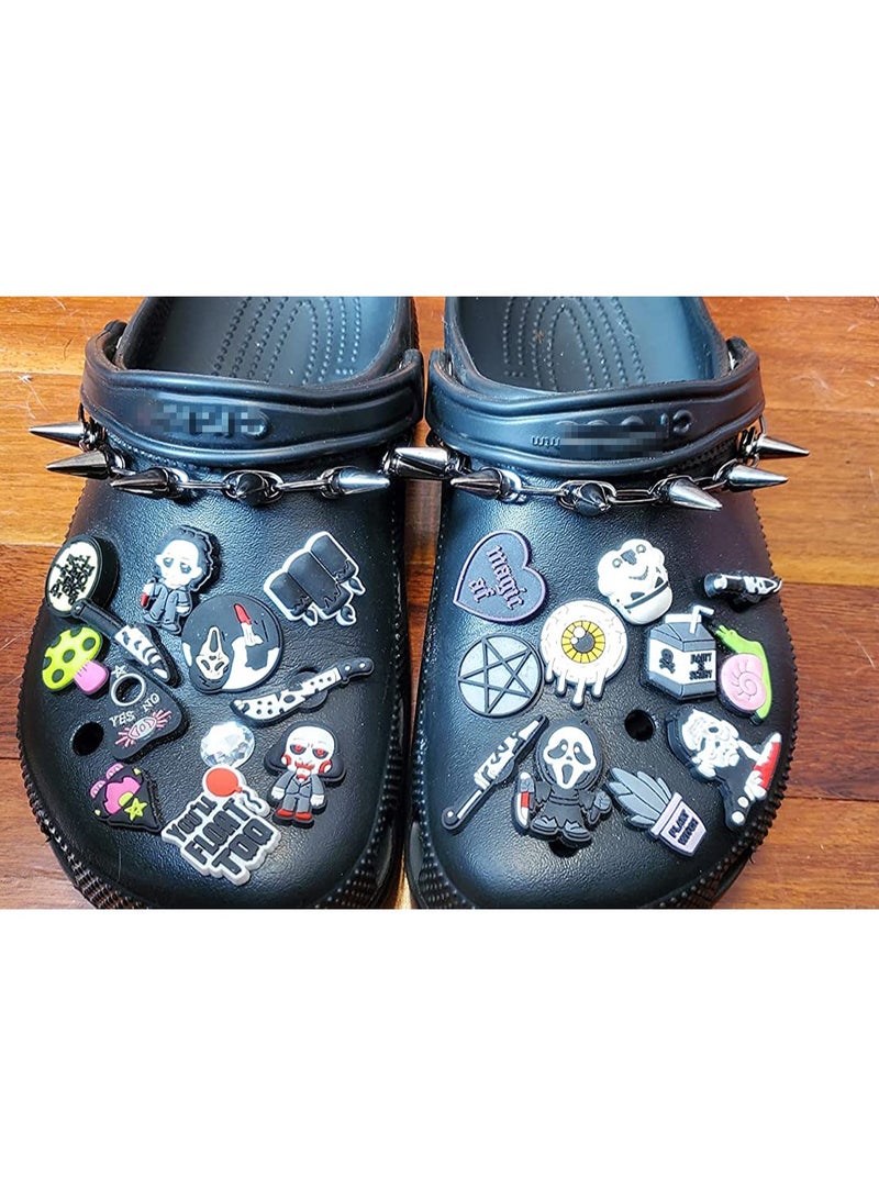 SOLARAE Croc Chain 2 Pcs Goth Shoe Chains for Croc Accessories, Punk Rivet Cone Spike Charms Chain for Shoes Decoration Sandals for Women Girls Man Party Favors Birthday Gifts - Image 3