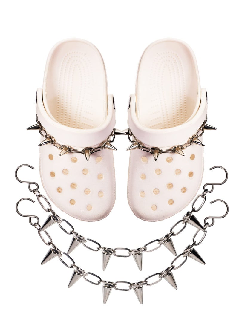 SOLARAE Croc Chain 2 Pcs Goth Shoe Chains for Croc Accessories, Punk Rivet Cone Spike Charms Chain for Shoes Decoration Sandals for Women Girls Man Party Favors Birthday Gifts - Image 1