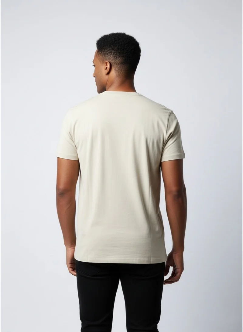 لعب البولو تيشيرت رجالي مطبوع بيج