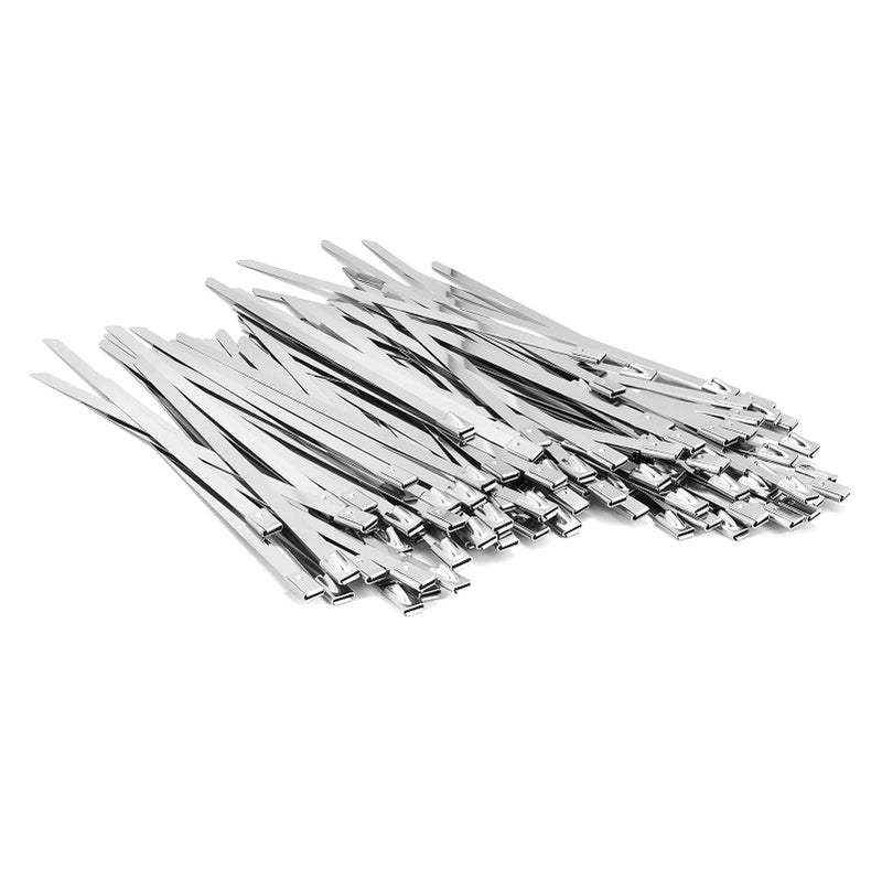 Mamfous 5.9 Inch Metal Zip Ties Heavy Duty 304 Stianless Steel Multi-Purpose Self Locking Cable Ties For Exhaust Wrap & Outdoor & Chain Link Fence & Garden(5.9) - Image 1