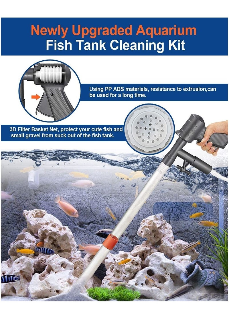 WALALLA Aquarium Gravel Cleaner Vacuum Fish Tank Vacuum Cleaner Tools for Aquarium Water Changer with Aquarium Thermometers Fish Net kit Use for Fish Tank Cleaning Gravel and Sand - Image 4