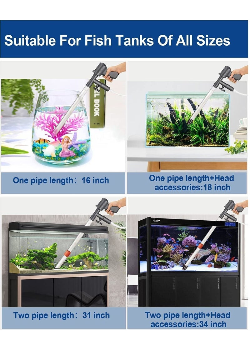 WALALLA Aquarium Gravel Cleaner Vacuum Fish Tank Vacuum Cleaner Tools for Aquarium Water Changer with Aquarium Thermometers Fish Net kit Use for Fish Tank Cleaning Gravel and Sand - Image 3
