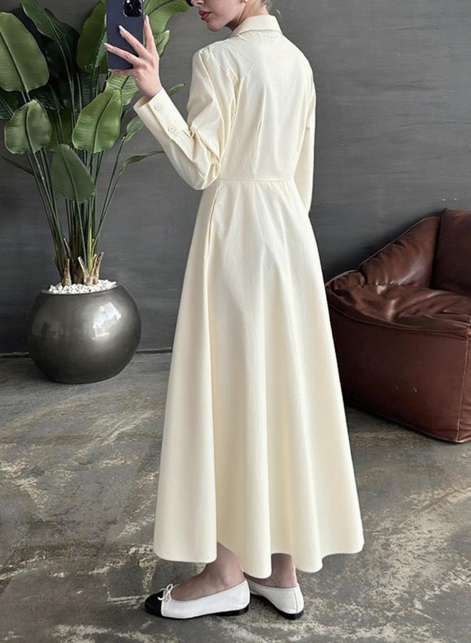 Take Two Solid Long Sleeve Button Shirt Midi Dress - Image 3