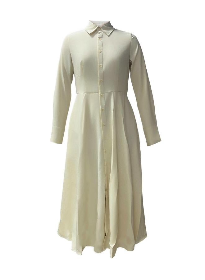 Take Two Solid Long Sleeve Button Shirt Midi Dress - Image 5