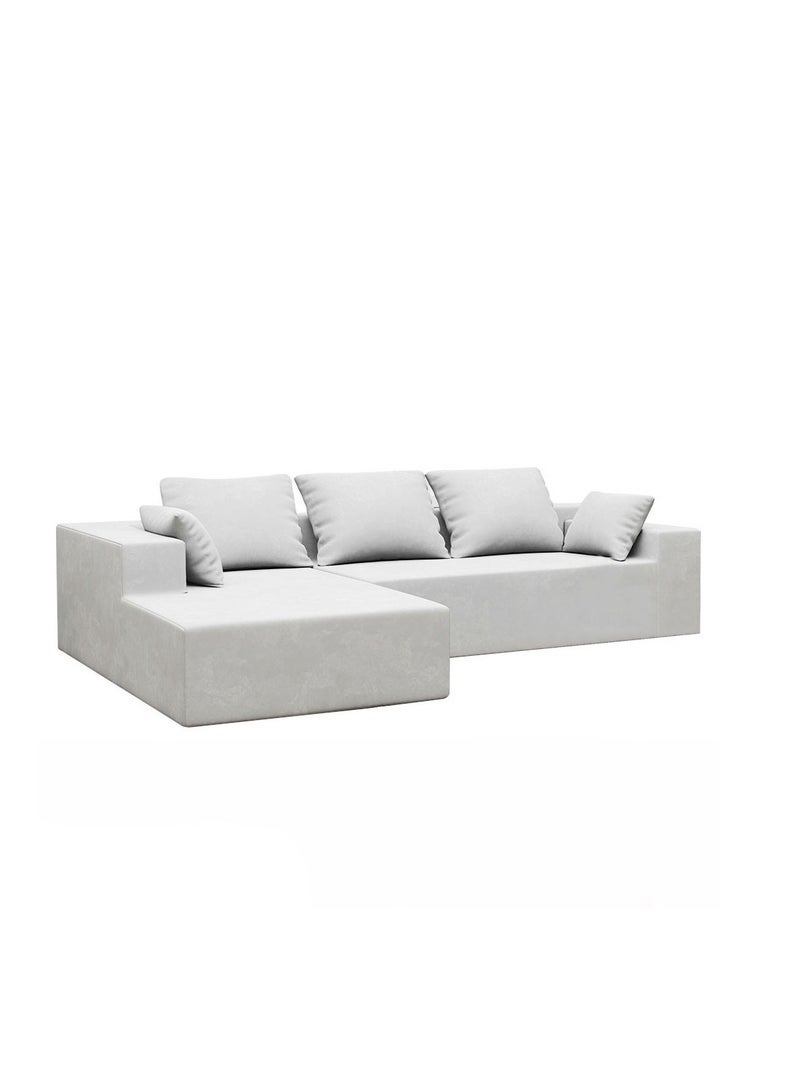 ALWASIT HOME Jeilyn 3 Seater L-Shape Velvet Sofa for Living Room – Modern Corner Sectional, Soft Velvet Upholstery– Light Grey - Image 3