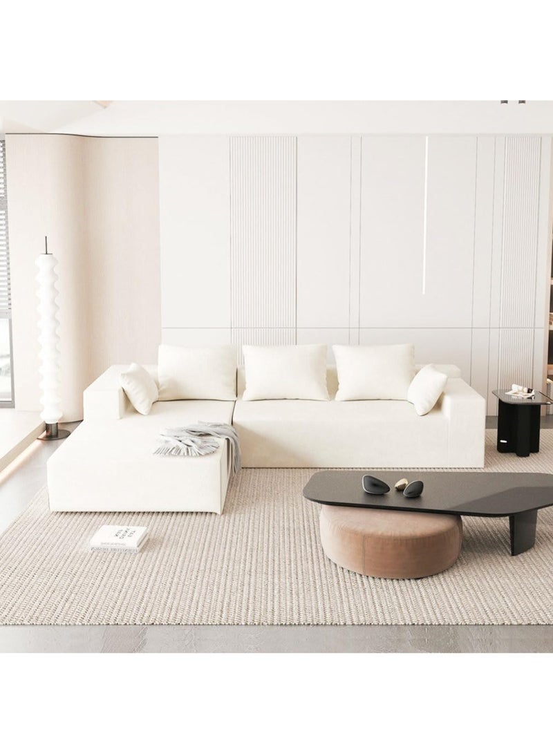 ALWASIT HOME Jeilyn 3 Seater L-Shape Velvet Sofa for Living Room – Modern Corner Sectional, Soft Velvet Upholstery– Light Grey - Image 1