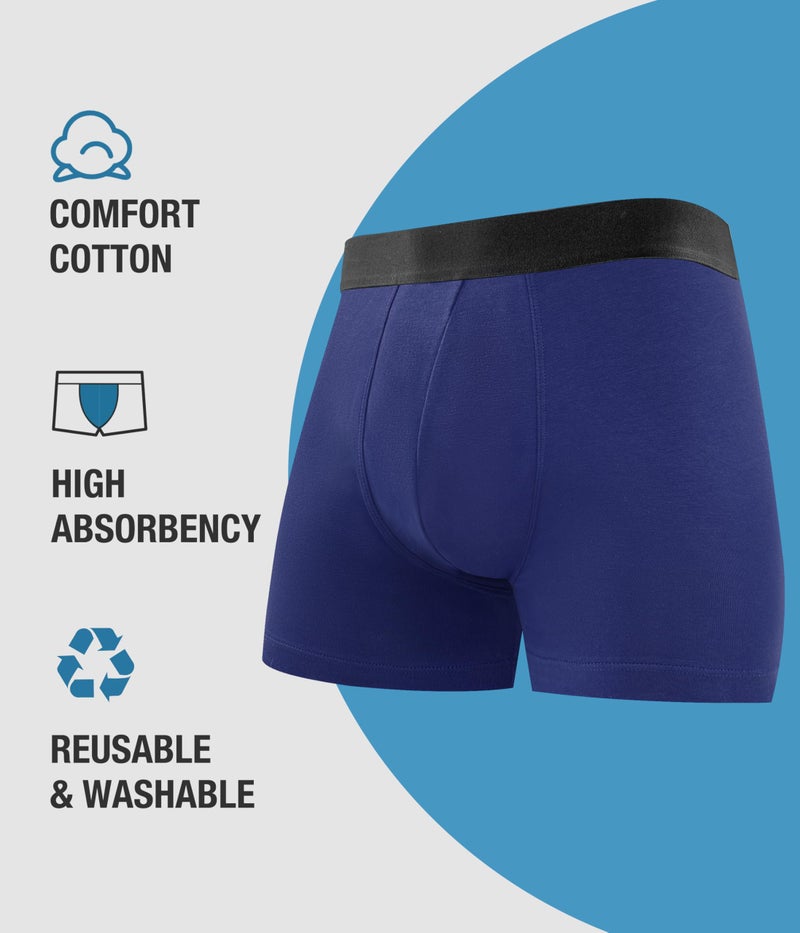 YESWEL Men's Incontinence Underwear, Leak Proof Washable Reusable Cotton Boxer Brief, Heavy Flow Bladder Leak 3 Pack (Multicolor, Large) - Image 3