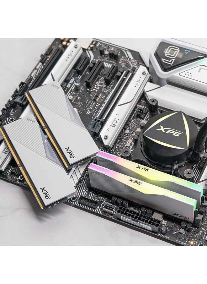 ADATA - XPG Lancer RGB 32GB (2 x16GB) DDR5 Desktop Memory, 7200 MHz Memory Speed, CAS Latency 34, Voltage 1.40V, Intel XMP 3.0, Integrated Heatsink, Unbuffered, ECC, White AX5U7200C3416G-DCLARWH - Image 1