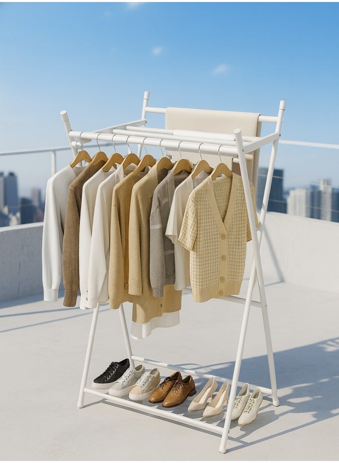 LIVVY Foldable Clothes Drying Rack, Heavy Duty Laundry Hanger Stand with Shoe Shelf, Portable Garment Organizer for Indoor & Outdoor Use, Space Saving Metal Clothing Rack - Image 2