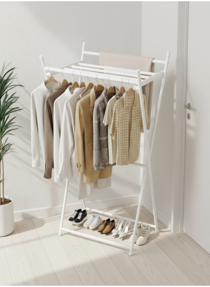 LIVVY Foldable Clothes Drying Rack, Heavy Duty Laundry Hanger Stand with Shoe Shelf, Portable Garment Organizer for Indoor & Outdoor Use, Space Saving Metal Clothing Rack - Image 3