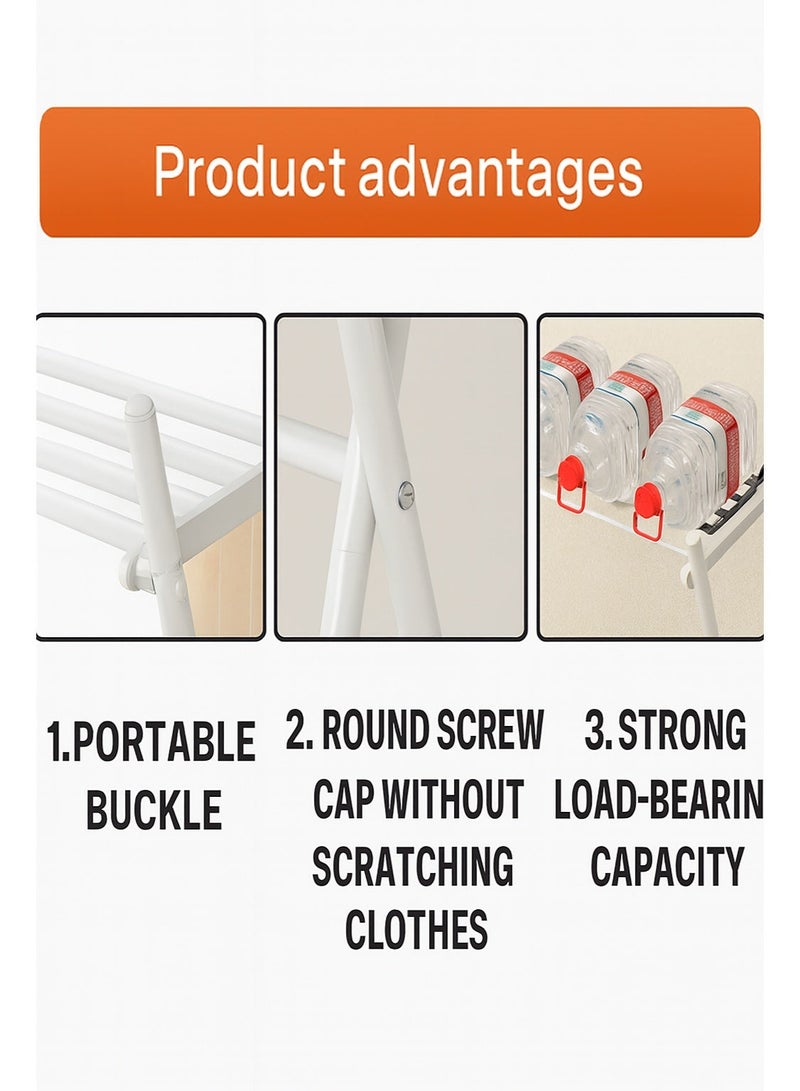 LIVVY Foldable Clothes Drying Rack, Heavy Duty Laundry Hanger Stand with Shoe Shelf, Portable Garment Organizer for Indoor & Outdoor Use, Space Saving Metal Clothing Rack - Image 5