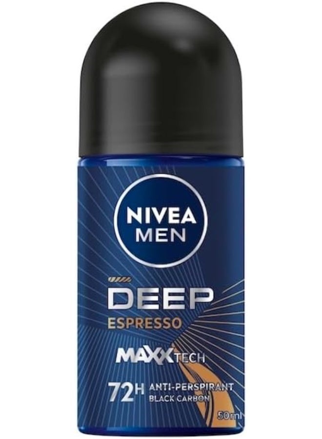 نيفيا مين نيفيا مزيل العرق مين ديب إسبريسو بلاك كاربون للرجال مضاد للبكتيريا، 50 مل