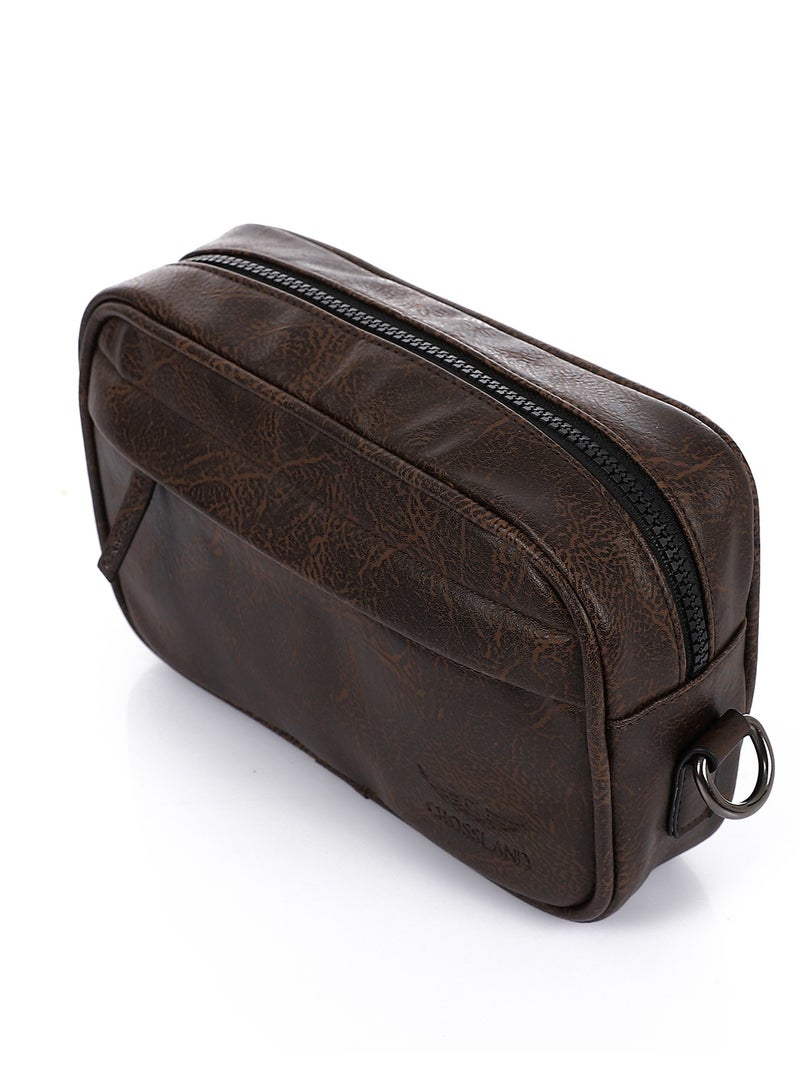Crossland CROSSLAND PU Leather Clutch Handbag - Crossbody Bag For Men With Zipper Closure - Image 3