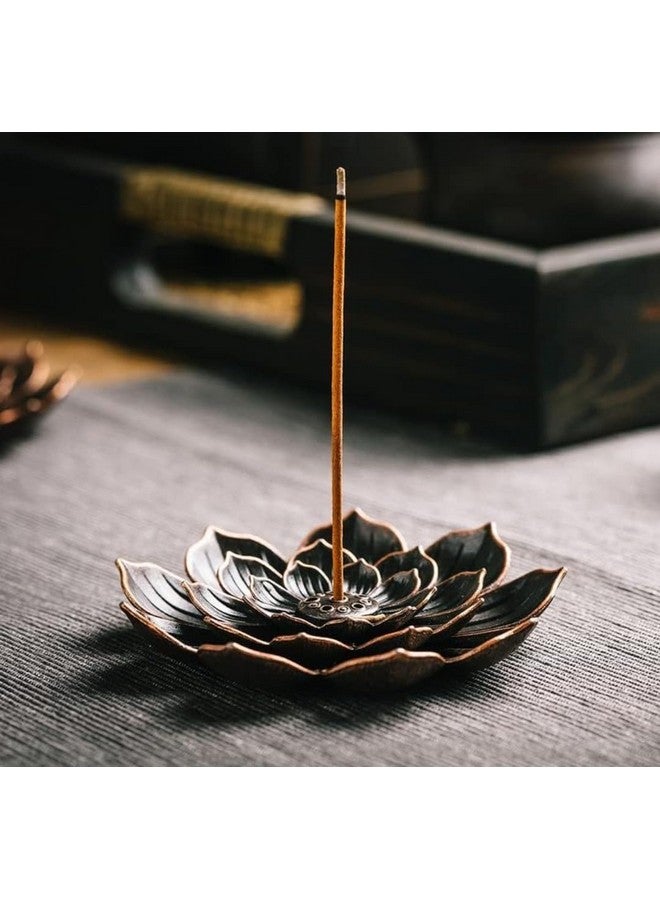 VRB DecTM 1 Pcs Incense Burner, Incense Holder for Sticks, Lotus Incense agarbatti Stand Holder and Detachable Ash Catcher Agarbatti Stand for Puja Showpiece for Diwali/Pooja Decor (Bronze) - Image 1