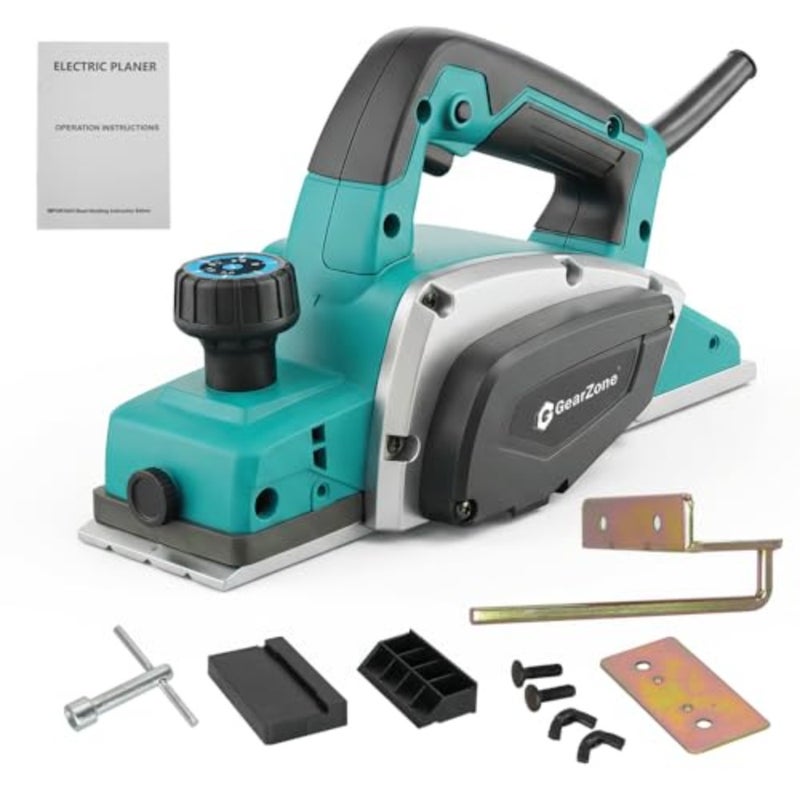 Electric Hand Planer 3-1/4" Cutting Width Corded, 1000W 15000RPM, High-Speed Powerful Handheld for Woodworking, Wood Chamfer DIY, Smooth Finish Carpentry Tool-Blue - Image 1