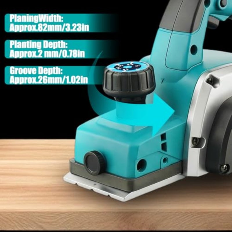 Electric Hand Planer 3-1/4" Cutting Width Corded, 1000W 15000RPM, High-Speed Powerful Handheld for Woodworking, Wood Chamfer DIY, Smooth Finish Carpentry Tool-Blue - Image 3
