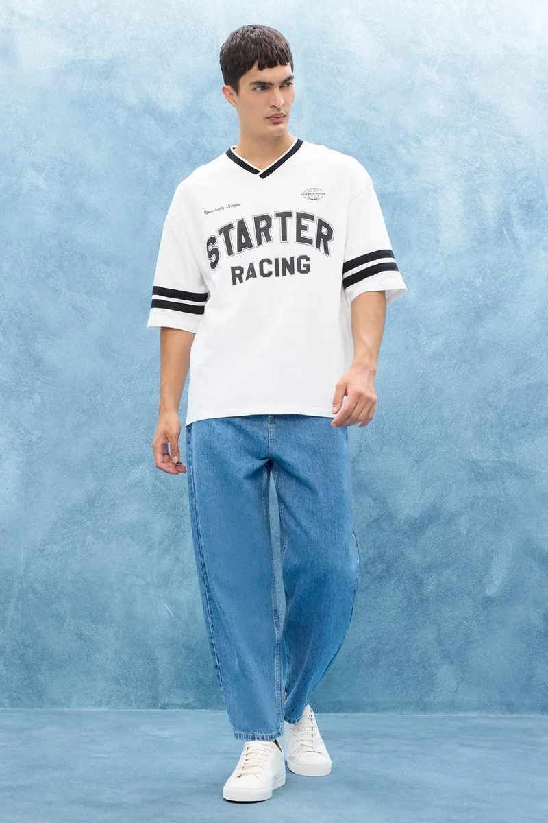 ديفاكتو Loose Fit Crew Neck Short Sleeve T-Shirt