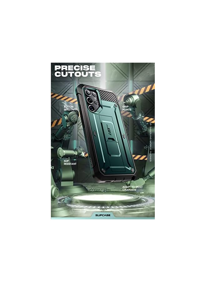 سوبكيس حافظة سلسلة Unicorn Beetle Pro لهاتف Samsung Galaxy S22 Ultra 5G (إصدار 2022)، هيكل كامل بطبقة مزدوجة ومشبك حزام متين وحافظة بمسند بدون واقي شاشة مدمج (الطاووس) - Image 5