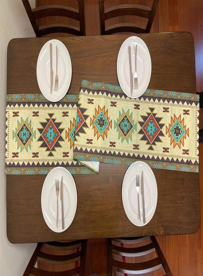 EZ.enjoy Table Runner Southwest Geometric Rectangle 70 X 13 Inch Table Setting Decor for Garden Farmhouse Wedding Party Holiday Dinner Home Decoration Everyday Cotton Linen - Image 3