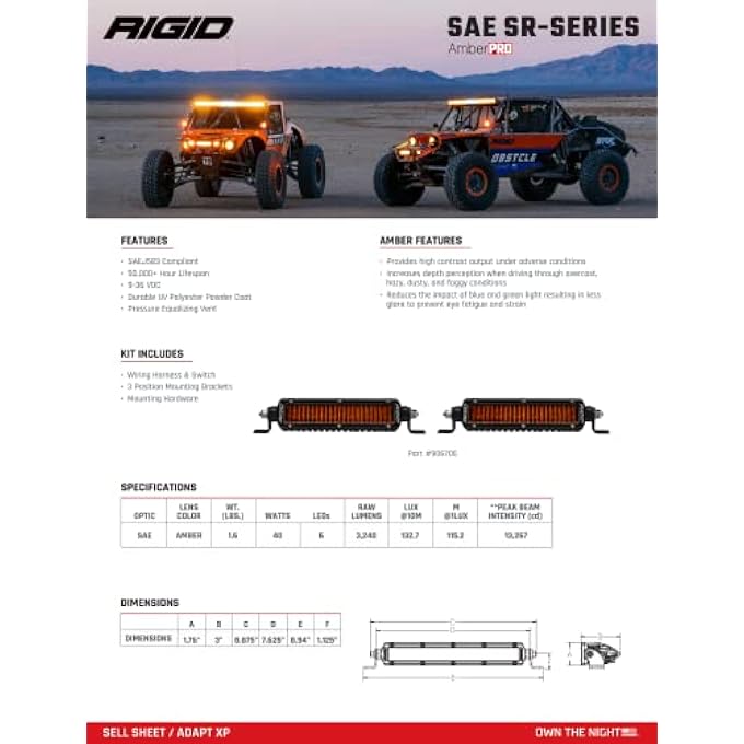 RIGID Industries SrSeries Sae 6 Inch With Amber Pro Lens  Pair - Image 4