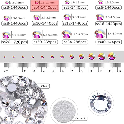 Dowarm 1440 Pieces SS4 Flatback Rhinestones, 1.5MM Flatback Crystal Clear Rhinestones for Craft, Nails, Dance Costumes, Non Hotfix - Image 4