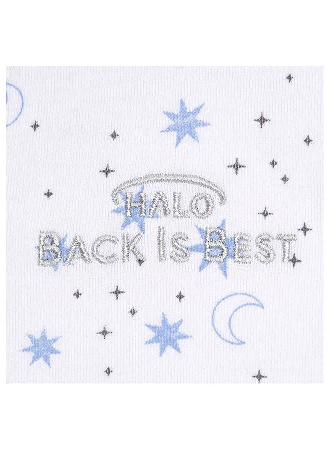 Halo Baby Sleeping Bag Swaddle, 1.5 Tog Sleepsack, 100% Cotton, Blue Moons Sleeping Sack For Newborn Babies, Easy Zip Access Nappy Change, Wearable Blanket Grow Bag, Boys And Girls, 3 - 6 Months