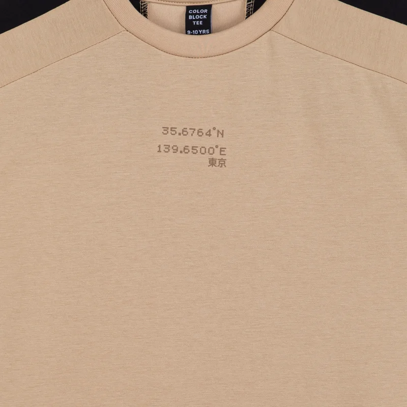 Sun And Sand Sports Beige Kids' Colourblock T-Shirt  | Best Price UAE