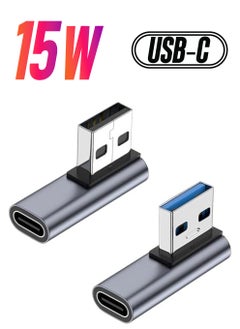 erorex 2 Pack 90 Degree USB C Female to USB Male Adapter, Type C to USB A Left and Right Angle Charger Converter, Suitable for Laptop/Mobile Phone/Tablet/PC  - Image 1