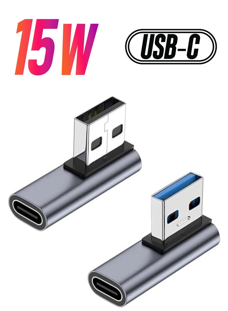 erorex 2 Pack 90 Degree USB C Female to USB Male Adapter, Type C to USB A Left and Right Angle Charger Converter, Suitable for Laptop/Mobile Phone/Tablet/PC - Image 1