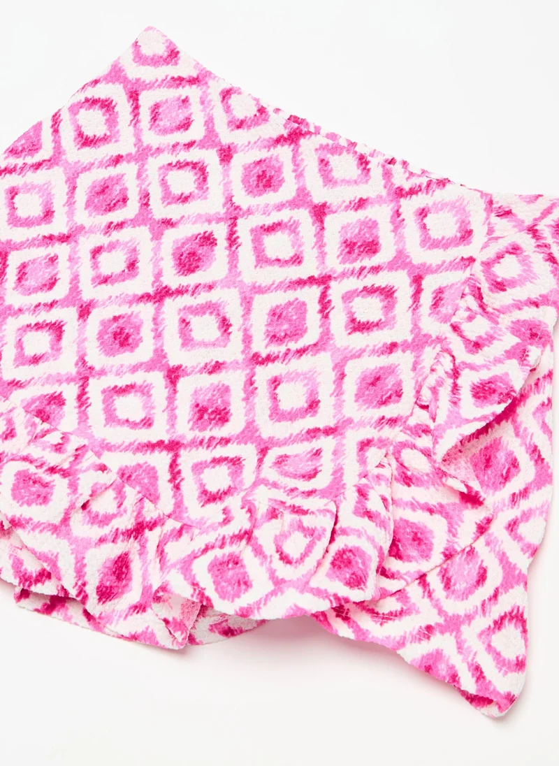 Ovs Skort With Ikat Print And Frills