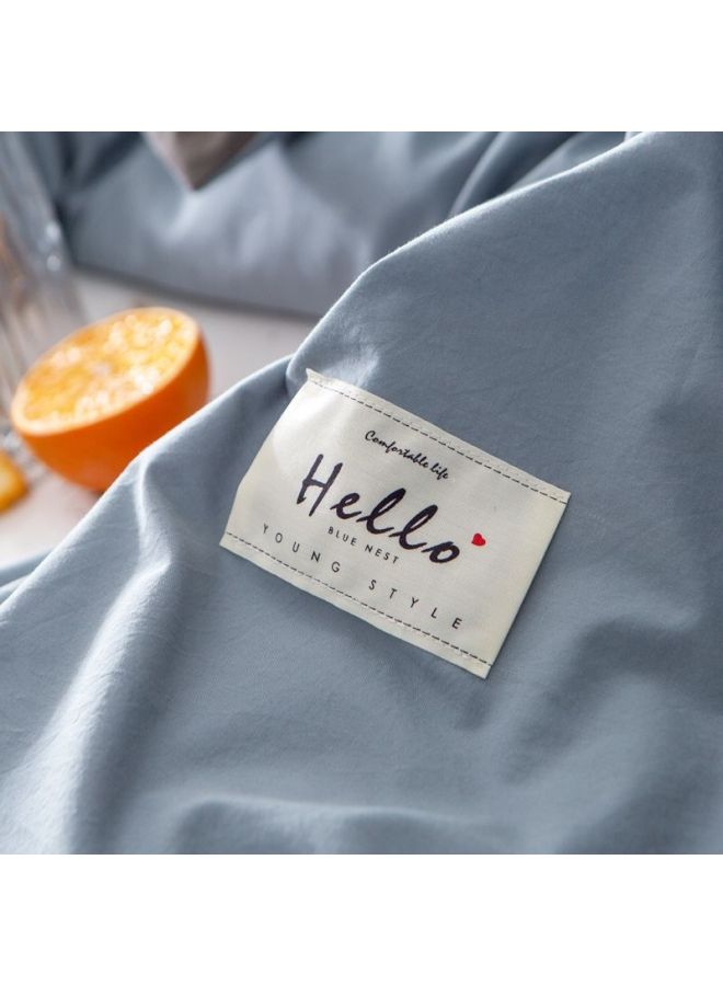 Generic Pure Cotton Quilt Cover Single Piece Washed Cotton Pure Cotton Solid Color Quilt Cover Single Dormitory Double Nordic 1.5m-Color:Bean Paste Powder + Dark Gray -Specifications:150x200cm - Image 4