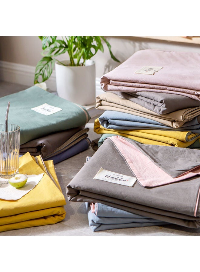 Generic Pure Cotton Quilt Cover Single Piece Washed Cotton Pure Cotton Solid Color Quilt Cover Single Dormitory Double Nordic 1.5m-Color:Bean Paste Powder + Dark Gray -Specifications:150x200cm - Image 5