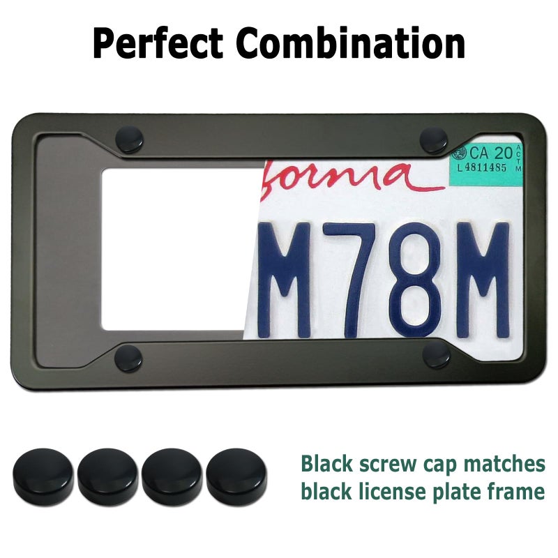 YoUoY Matte Black License Plate Frames- Rustproof Aluminum Metal Car Tag Holder, 2 Pack Front Rear Slim Holder with Mounting Hardware- Screws, Caps - Image 4