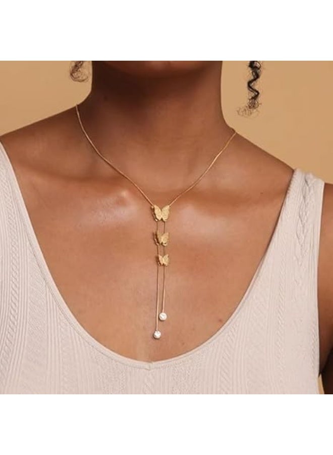 UShop 18K Gold Plated Long Butterfly Pendant Necklace for Women from U Shop, Jewelry Gift for Girls and Ladies, Waterproof and Rust Resistant Necklace, Stylish and Fashionable Necklaces for Ladies - Image 3