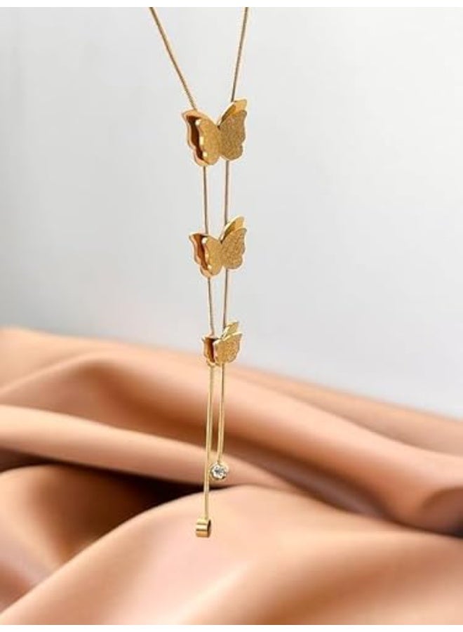 UShop 18K Gold Plated Long Butterfly Pendant Necklace for Women from U Shop, Jewelry Gift for Girls and Ladies, Waterproof and Rust Resistant Necklace, Stylish and Fashionable Necklaces for Ladies - Image 2