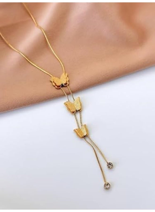 UShop 18K Gold Plated Long Butterfly Pendant Necklace for Women from U Shop, Jewelry Gift for Girls and Ladies, Waterproof and Rust Resistant Necklace, Stylish and Fashionable Necklaces for Ladies - Image 4