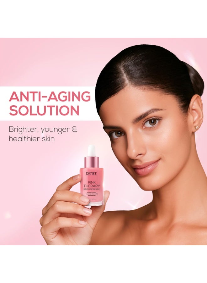 رينيه سيروم الوجه ريني بينك ثيرابي بي دي آر إن بينك ببتيد لبشرة متوهجة ومشرقة | يرطب، يعزز الكولاجين، يوحّد لون البشرة | خفيف ويمتص بسرعة | غني بحمض الهيالورونيك والنياسيناميد | 30 مل - Image 3