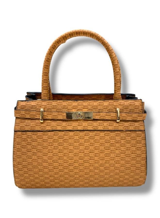 A handbag and a crossbody in havan color that combines simplicity and luxury - Image 1