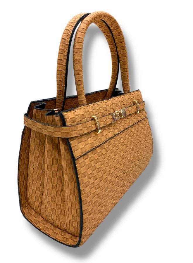 A handbag and a crossbody in havan color that combines simplicity and luxury - Image 2