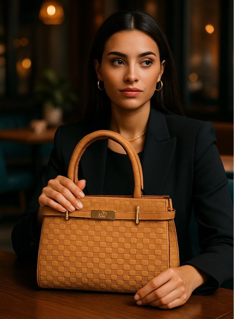 A handbag and a crossbody in havan color that combines simplicity and luxury - Image 5