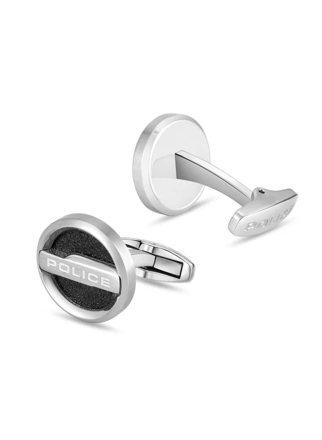 POLICE Silver/Black Orbium Round Stainless Steel Cufflinks for Men for Men | Best Price UAE